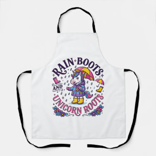 Delantal Botas de lluvia de unicornio y camiseta comercial