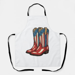 Delantal Botas de vaquera patrióticas vintage Camisa occide