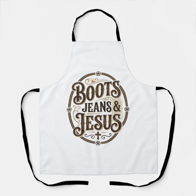 Delantal Botas Vaqueros y Jesús Fe Occidental Vintage (Anverso)