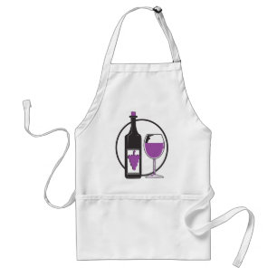 Delantal Botella de vino rojo y vidrio
