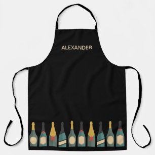 Delantal Botellas de vino personalizadas Apron negro