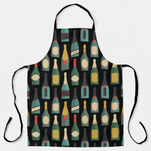 Delantal Botellas de vino personalizadas en negro