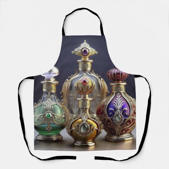 Delantal Botellas Perfume de estilo barroco muy ordenado (Anverso)