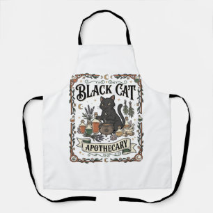 Delantal Botica de Gato Negro Bruja Mística Apothecary