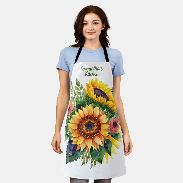 Delantal Bouquet de girasoles - País francés personalizado (Gastado)
