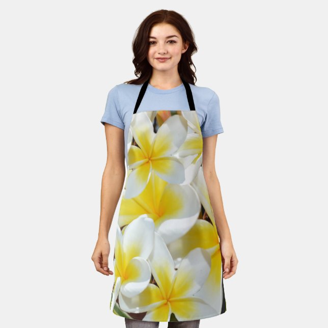 Delantal Bouquet frangipani amarillo, apron de impresión co (Gastado)