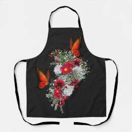 Delantal Bouquets de Rubor, Borgoña y rosas blancas