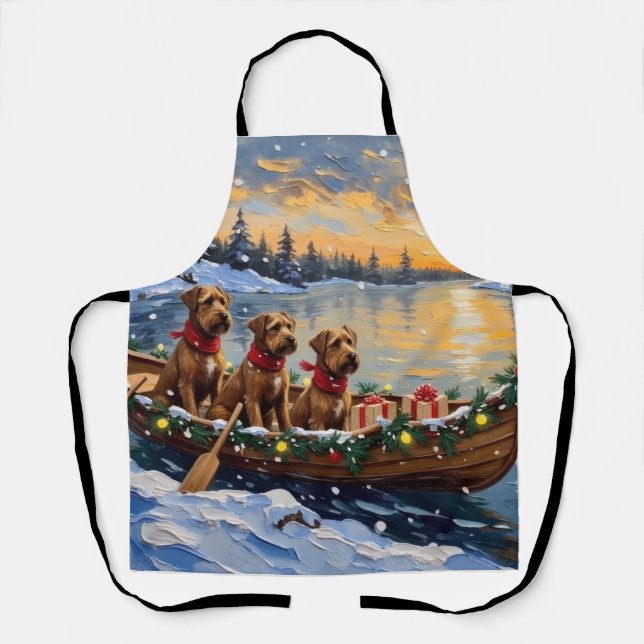 Delantal Bouvier des Flandres Barco de Navidad Vacaciones (Anverso)