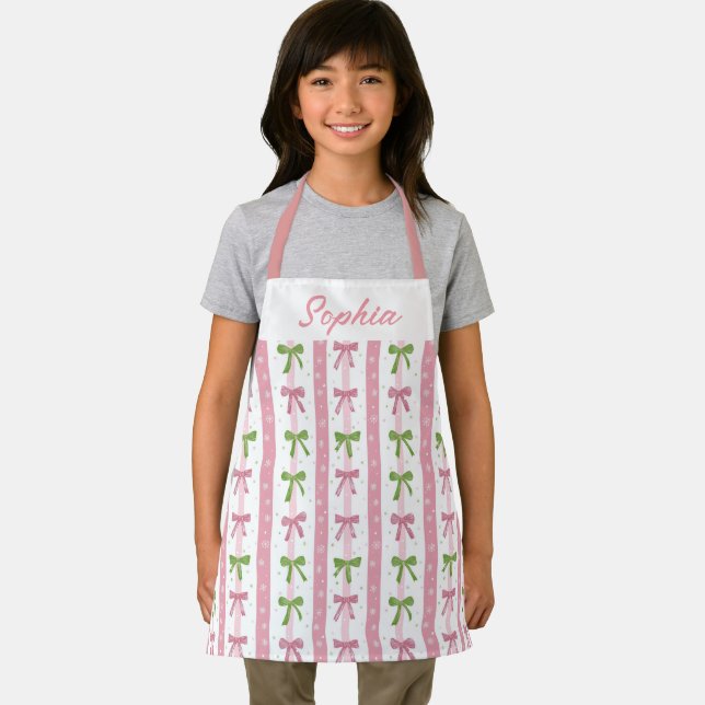Delantal Bow Holiday Kitchen Apron for Children Christmas (in situ)
