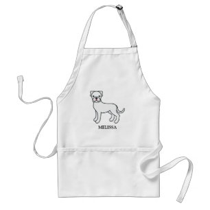 Delantal Boxer Blanco Lindo Perro de Dibujos Animados & Nom