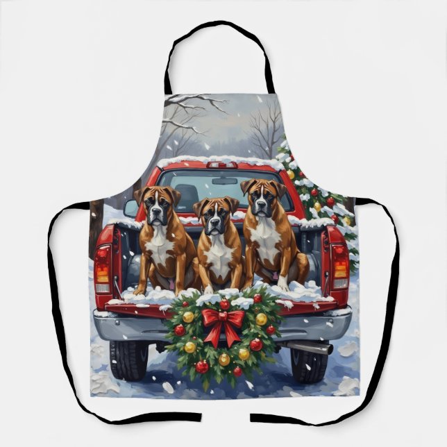 Delantal Boxer Christmas Red Truck Holiday (Anverso)