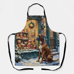 Delantal Boxer Dog Antiguo en la Ventana de una Tienda de J
