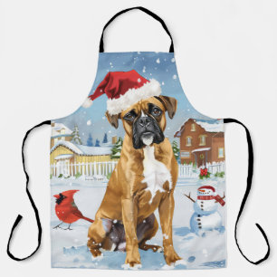 Delantal Boxer Dog Winter Wonderland Navidades Alegría