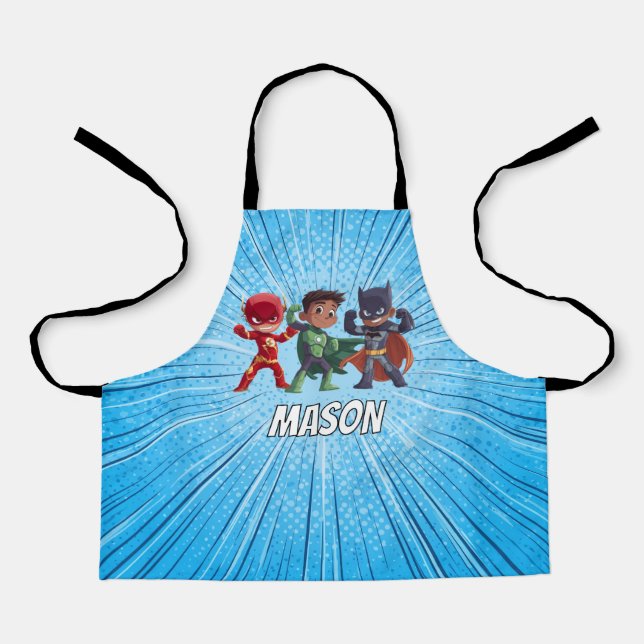 Delantal Boys Superhero Custom Name Apron Personalised (Anverso)