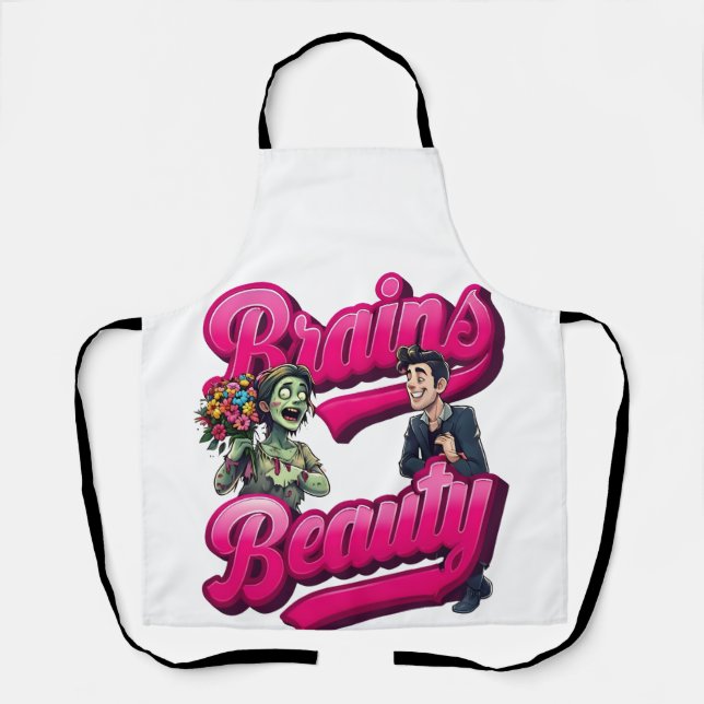 Delantal Brains & Beauty - Diseño del humor zombi (Anverso)
