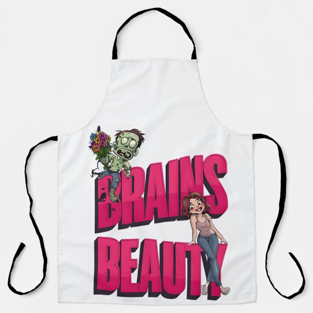 Delantal Brains & Beauty - Diseño del humor zombi (Anverso)