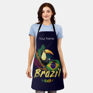 Delantal Brasil Vintage Toucan Flag Samba Mask Souvenir