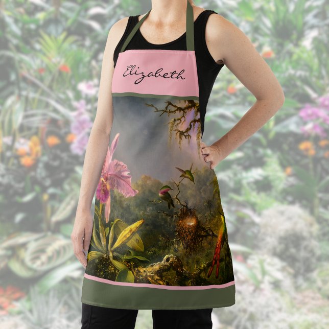Delantal Brazilian Cattelya Orchid Hummingbird Monogram   (Subido por el creador)