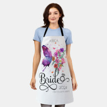 Bride boho Floral Butterfly Kitchen Regalo Apron