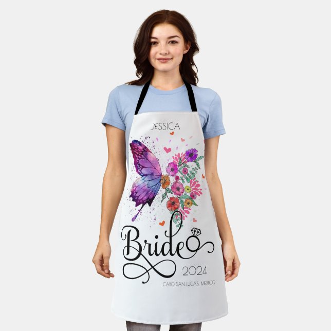 Delantal Bride boho Floral Butterfly Kitchen Regalo Apron (Gastado)