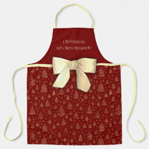 Delantal brigada de cocina de Navidad arcos pequeños pinos