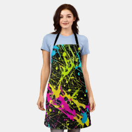 Delantal Bright Neon Paint Splatter