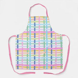 Delantal Bright Rainbow Plaid Kitchen Apron - Maximalist