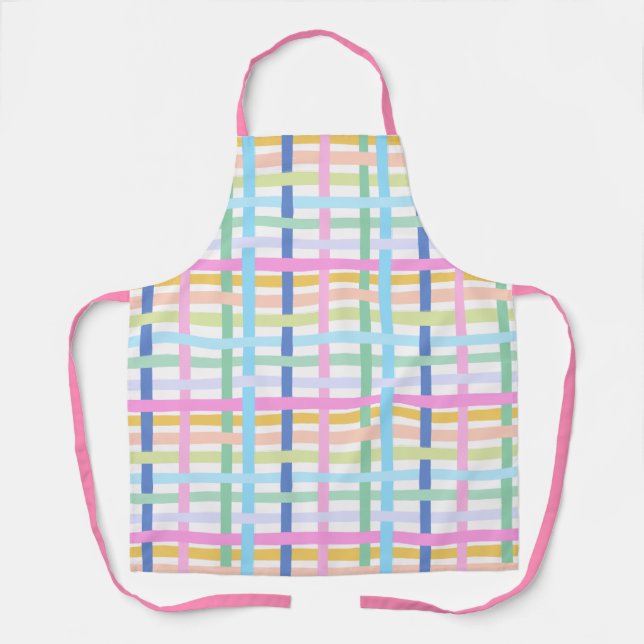 Delantal Bright Rainbow Plaid Kitchen Apron - Maximalist (Anverso)
