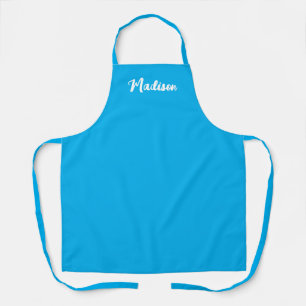 Delantal Bright Sky Blue Script Personalizado Mujeres Bakin