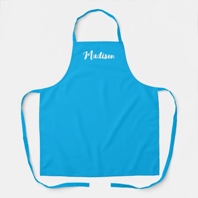 Delantal Bright Sky Blue Script Personalizado Mujeres Bakin (Anverso)