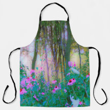 Brillante amanecer con flores rosas en mi jardín