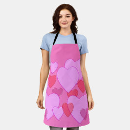 Delantal Brillante corazón San Valentín fondo rosa