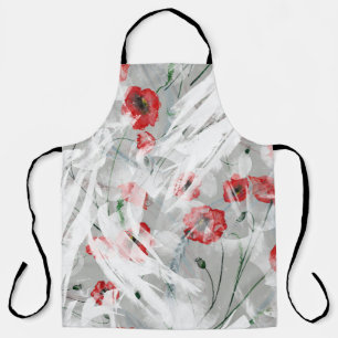 Delantal Brillante Splash Red Poppy Watercolor