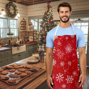 Delantal Brillantes de nieve blancas rojas