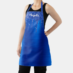 Delantal Brillo Azul Real Goteante Glam Personalizado