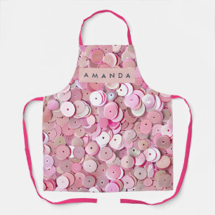 Delantal Brillo de lentejuelas rosadas personalizado