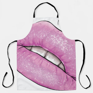 Delantal Brillo rosa de color de labio con dientes