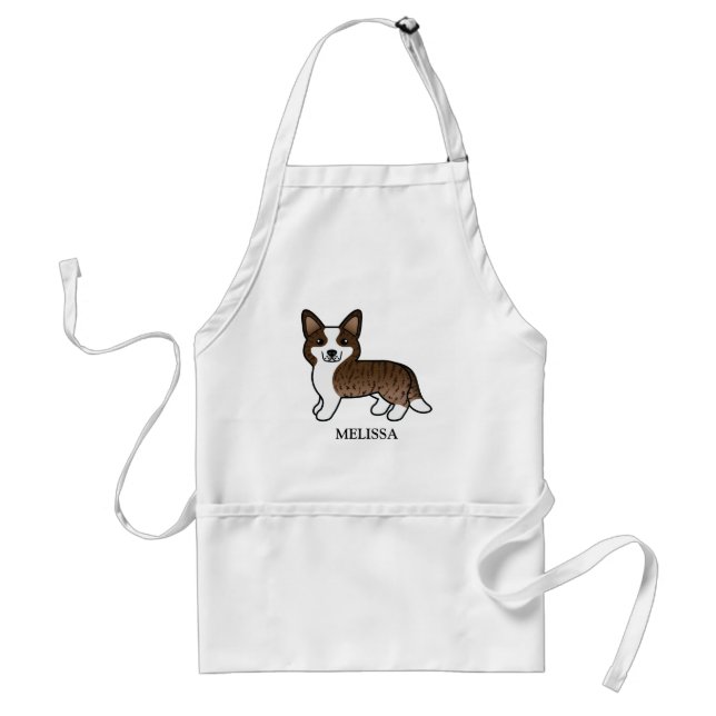 Delantal Brindle Cardigan Welsh Corgi Perro y Nombre (Frente)