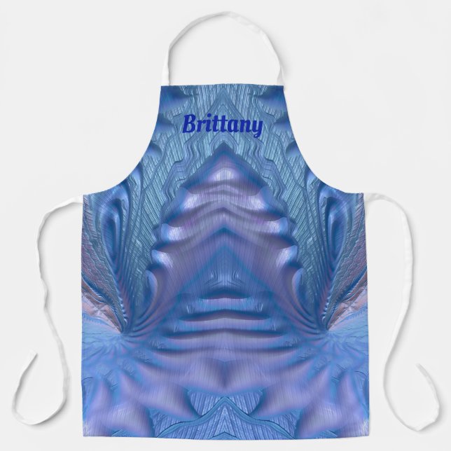 Delantal BRITTANÍA ~ ABSTRACTO FRACTAL Blue Pink ~ (Anverso)