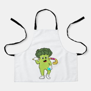 Delantal Broccoli en hockey con bate de hockey