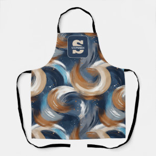 Delantal Brochas de broche de malla en azul, blanco y marró