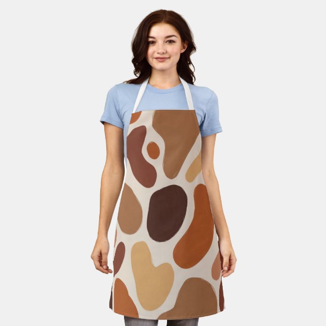 Delantal Brown Abstract Organic Shapes Print All-Over Print (Gastado)