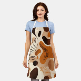 Delantal Brown Abstract Organic Shapes Print All-Over Print