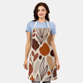 Delantal Brown Abstract Organic Shapes Print All-Over Print