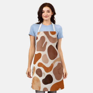 Delantal Brown Abstract Organic Shapes Print All-Over Print