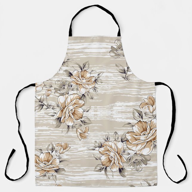 Delantal brown flowers pattern on texture backgroundpattern (Anverso)