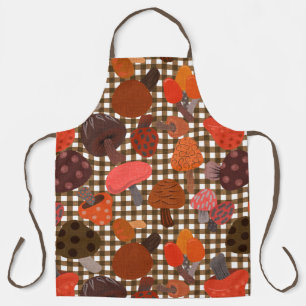 Delantal Brown Gingham Check Mushroom Mix