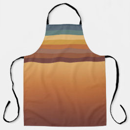 DELANTAL BROWN GOLD TEAL BLUE FALL GEOMETRIC PATTERN