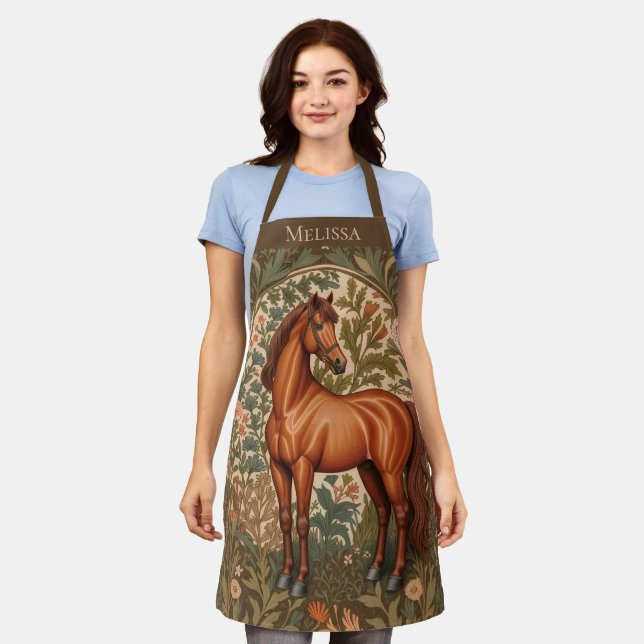 Delantal Brown Horse William Morris Inspired Personalized  (Gastado)