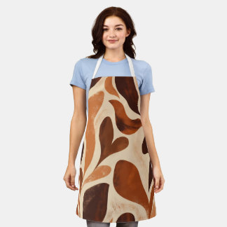 Delantal Brown Modern Art Flow Shapes All-Over Print Apron